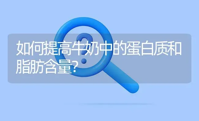 如何提高牛奶中的蛋白质和脂肪含量? | 养殖问题解答