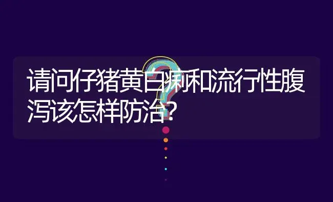 请问仔猪黄白痢和流行性腹泻该怎样防治? | 养殖问题解答