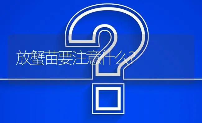 放蟹苗要注意什么? | 养殖问题解答