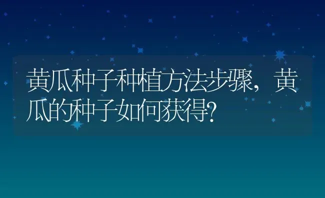 黄瓜种子种植方法步骤,黄瓜的种子如何获得？ | 养殖常见问题