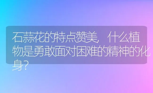 石蒜花的特点赞美,什么植物是勇敢面对困难的精神的化身？ | 养殖常见问题