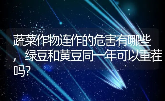 蔬菜作物连作的危害有哪些,绿豆和黄豆同一年可以重茬吗？ | 养殖常见问题