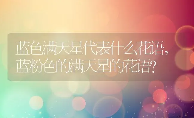 蓝色满天星代表什么花语,蓝粉色的满天星的花语？ | 养殖常见问题