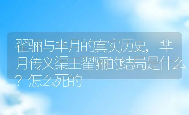翟骊与芈月的真实历史,芈月传义渠王翟骊的结局是什么？怎么死的 | 养殖常见问题