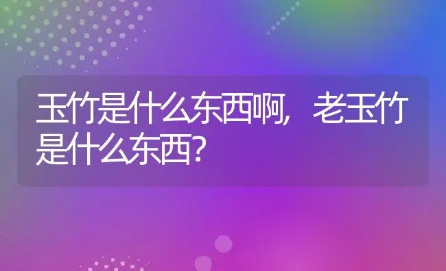 玉竹是什么东西啊,老玉竹是什么东西？ | 养殖常见问题