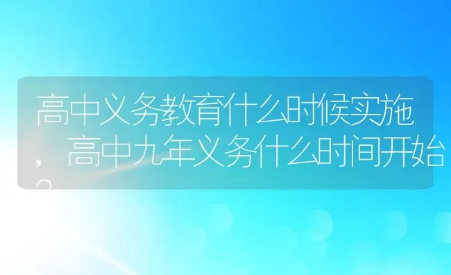 高中义务教育什么时候实施,高中九年义务什么时间开始？ | 养殖常见问题