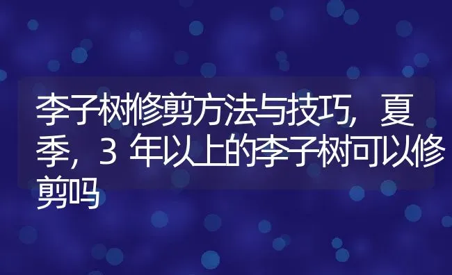 李子树修剪方法与技巧,夏季，3年以上的李子树可以修剪吗 | 养殖常见问题