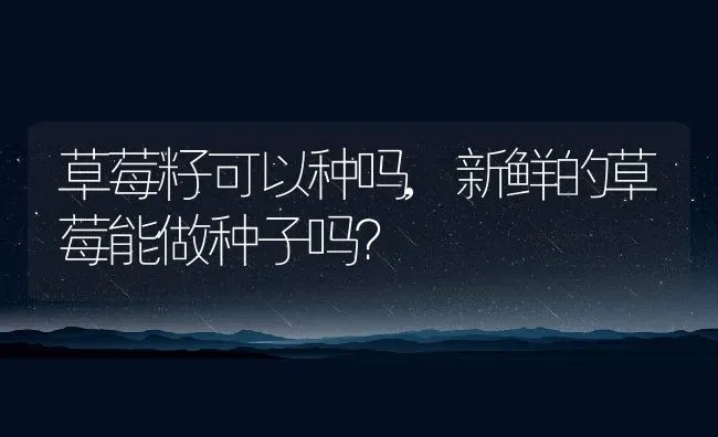 草莓籽可以种吗,新鲜的草莓能做种子吗？ | 养殖常见问题