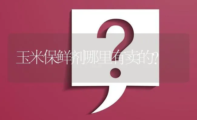 玉米保鲜剂哪里有卖的? | 养殖问题解答