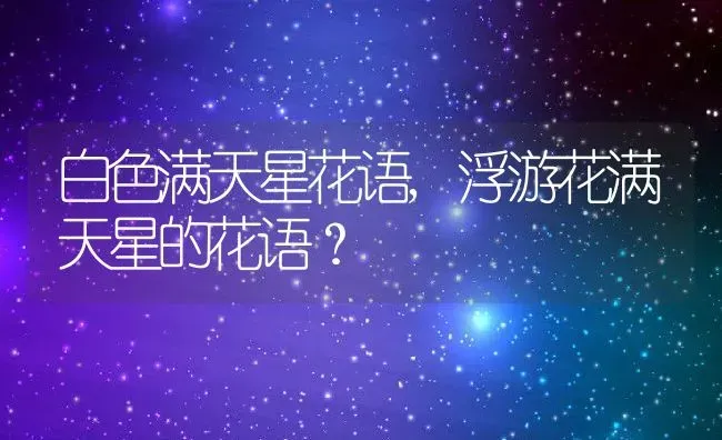 白色满天星花语,浮游花满天星的花语？ | 养殖常见问题