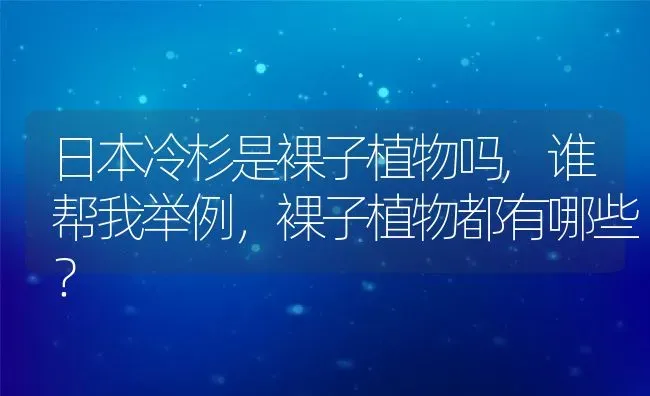 日本冷杉是裸子植物吗,谁帮我举例，裸子植物都有哪些？ | 养殖常见问题