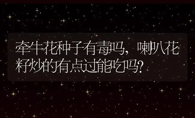 牵牛花种子有毒吗,喇叭花籽炒的有点过能吃吗？ | 养殖常见问题