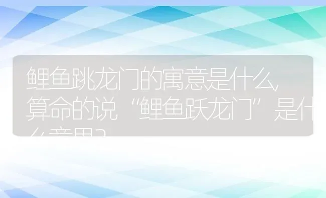 鲤鱼跳龙门的寓意是什么,算命的说“鲤鱼跃龙门”是什么意思？ | 养殖常见问题