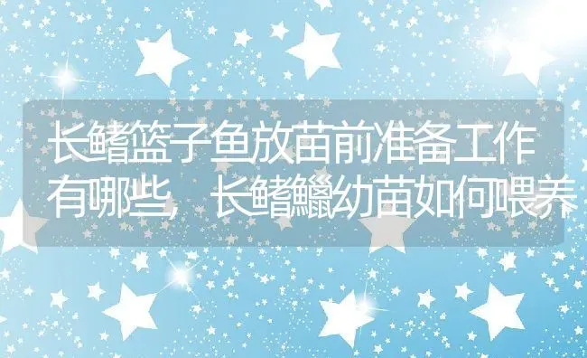 长鳍篮子鱼放苗前准备工作有哪些,长鳍鱲幼苗如何喂养 | 养殖常见问题