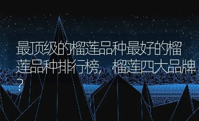最顶级的榴莲品种最好的榴莲品种排行榜,榴莲四大品牌？ | 养殖常见问题