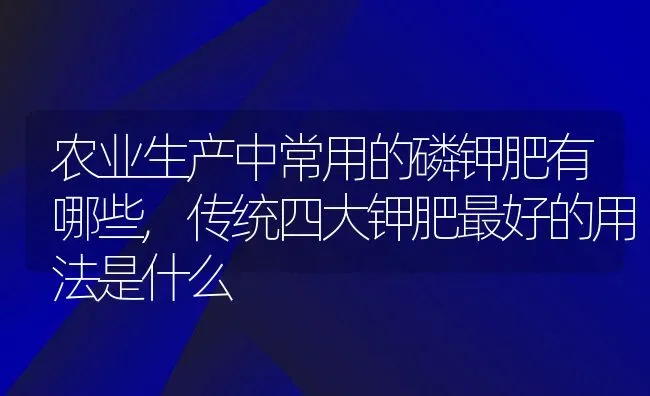 农业生产中常用的磷钾肥有哪些,传统四大钾肥最好的用法是什么 | 养殖常见问题