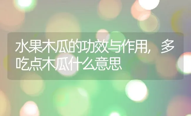 水果木瓜的功效与作用,多吃点木瓜什么意思 | 养殖常见问题