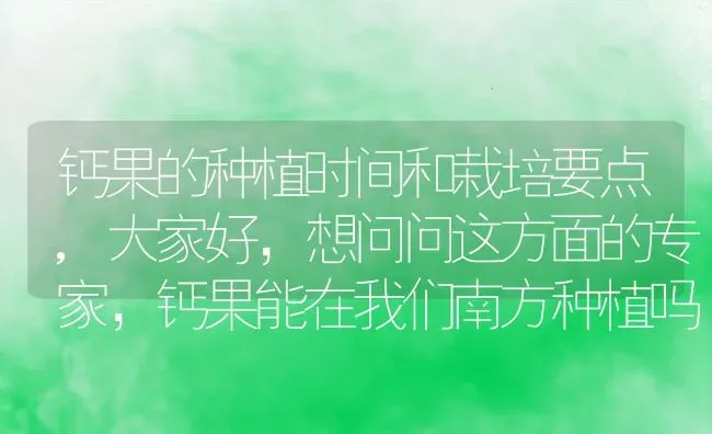 钙果的种植时间和栽培要点,大家好，想问问这方面的专家，钙果能在我们南方种植吗 | 养殖常见问题