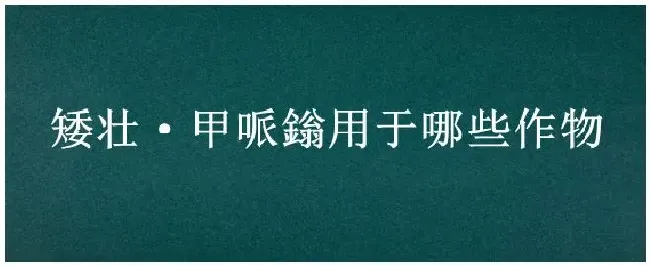 矮壮·甲哌鎓用于哪些作物 | 农业答疑