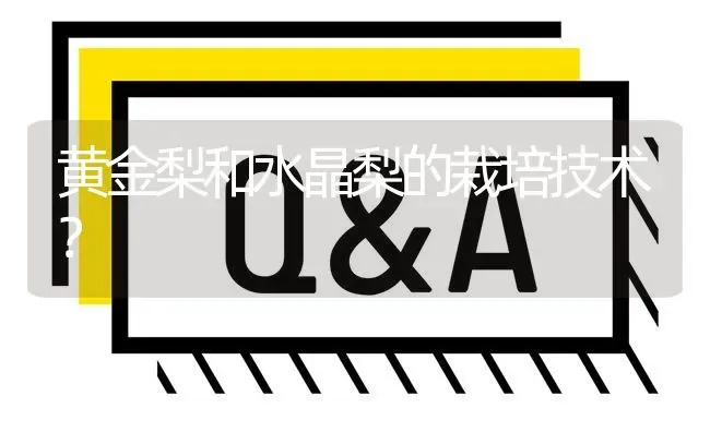 黄金梨和水晶梨的栽培技术? | 养殖问题解答