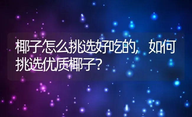 椰子怎么挑选好吃的,如何挑选优质椰子？ | 养殖常见问题