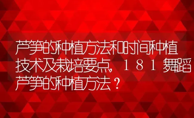 芦笋的种植方法和时间种植技术及栽培要点,181舞蹈芦笋的种植方法？ | 养殖常见问题