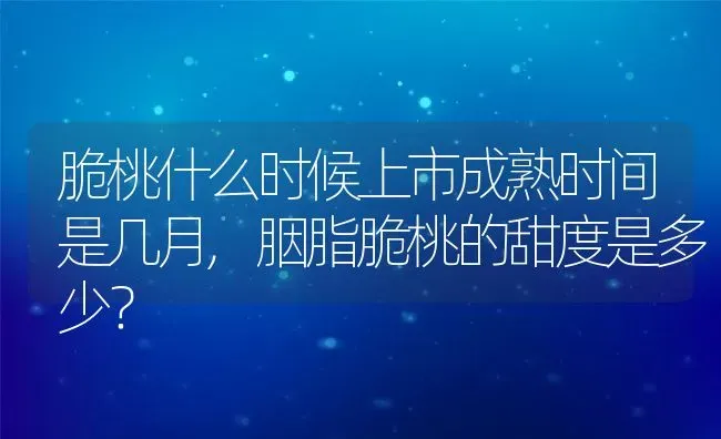 脆桃什么时候上市成熟时间是几月,胭脂脆桃的甜度是多少？ | 养殖常见问题