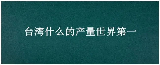 台湾什么的产量世界第一 | 农业问题