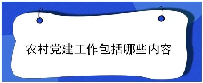 农村党建工作包括哪些内容 | 农业问题