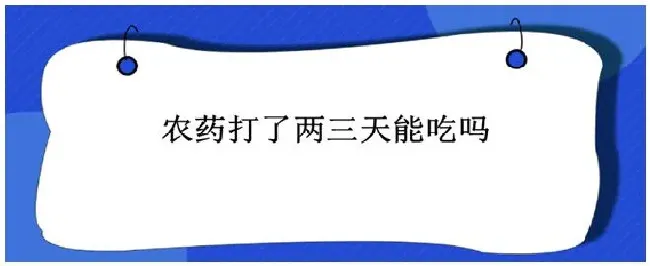 农药打了两三天能吃吗 | 生活常识