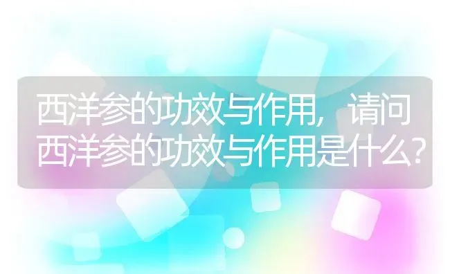 西洋参的功效与作用,请问西洋参的功效与作用是什么？ | 养殖常见问题