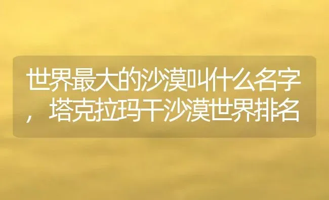 世界最大的沙漠叫什么名字,塔克拉玛干沙漠世界排名 | 养殖常见问题