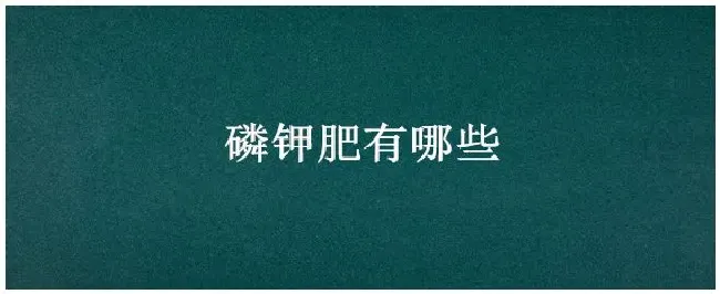 磷钾肥有哪些 | 三农答疑
