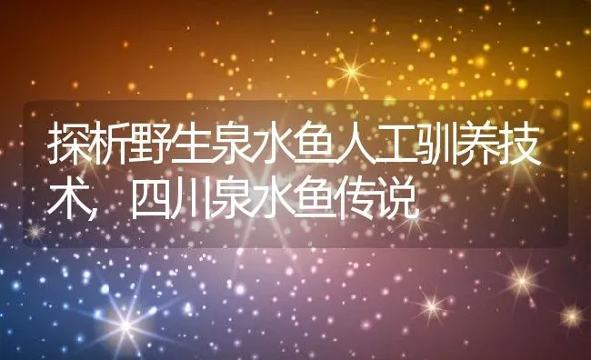 探析野生泉水鱼人工驯养技术,四川泉水鱼传说 | 养殖常见问题