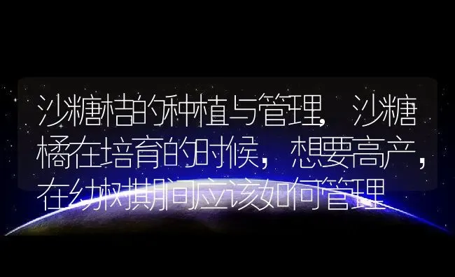 沙糖桔的种植与管理,沙糖橘在培育的时候，想要高产，在幼树期间应该如何管理 | 养殖常见问题