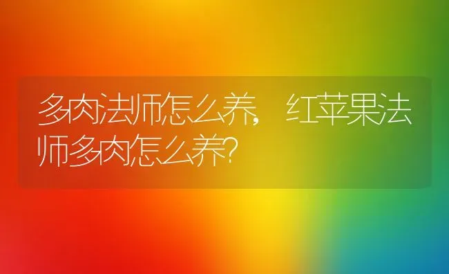 多肉法师怎么养,红苹果法师多肉怎么养？ | 养殖常见问题