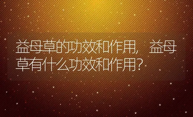 益母草的功效和作用,益母草有什么功效和作用？ | 养殖常见问题