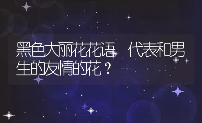 黑色大丽花花语,代表和男生的友情的花？ | 养殖常见问题