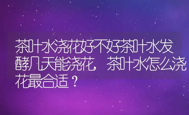 茶叶水浇花好不好茶叶水发酵几天能浇花,茶叶水怎么浇花最合适？ | 养殖常见问题