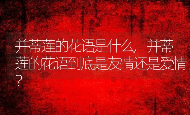并蒂莲的花语是什么,并蒂莲的花语到底是友情还是爱情？ | 养殖常见问题