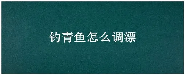 钓青鱼怎么调漂 | 三农答疑