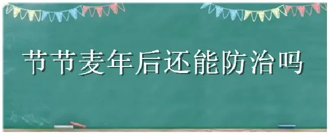 节节麦年后还能防治吗 | 三农答疑