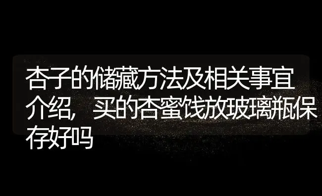 杏子的储藏方法及相关事宜介绍,买的杏蜜饯放玻璃瓶保存好吗 | 养殖常见问题