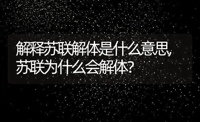 解释苏联解体是什么意思,苏联为什么会解体？ | 养殖常见问题
