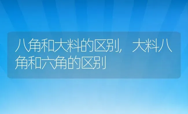 八角和大料的区别,大料八角和六角的区别 | 养殖常见问题