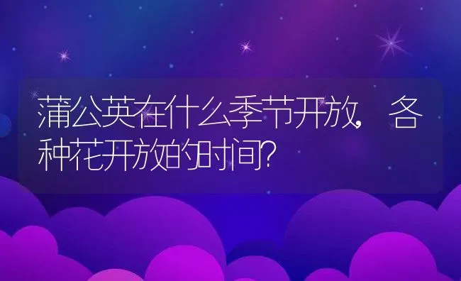 蒲公英在什么季节开放,各种花开放的时间？ | 养殖常见问题