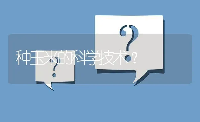 种玉米的科学技术? | 养殖问题解答