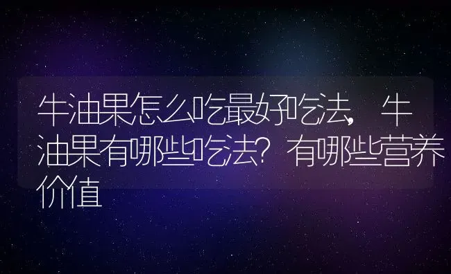 牛油果怎么吃最好吃法,牛油果有哪些吃法？有哪些营养价值 | 养殖常见问题