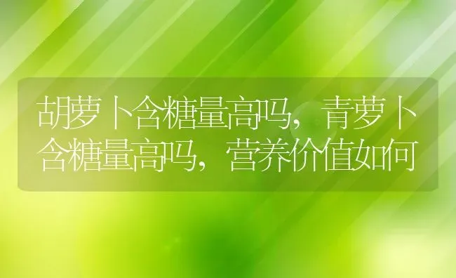 胡萝卜含糖量高吗,青萝卜含糖量高吗，营养价值如何 | 养殖常见问题