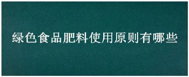 绿色食品肥料使用原则有哪些 | 科普知识